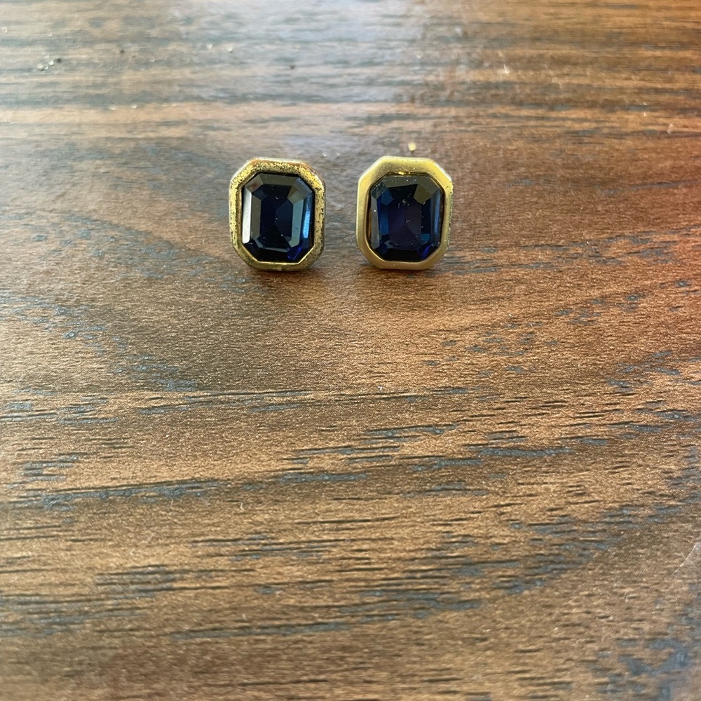 Gold and Blue Stud Earrings